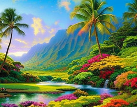 Kauai Landscape in Kaleidoscopic Luminism