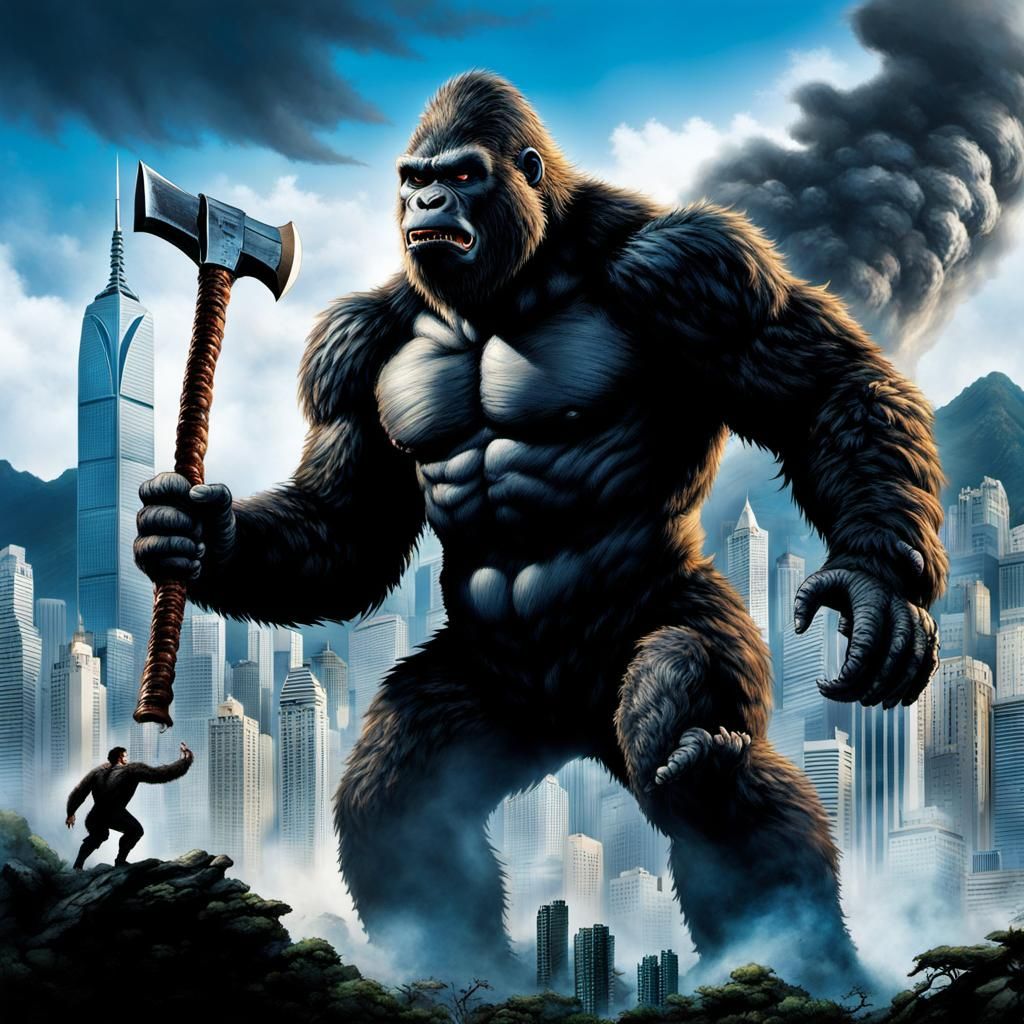 King Kong Attacks Godzilla in Hong Kong
