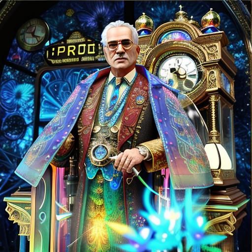 Psychedelic Glass Grandfather Clock in 3D