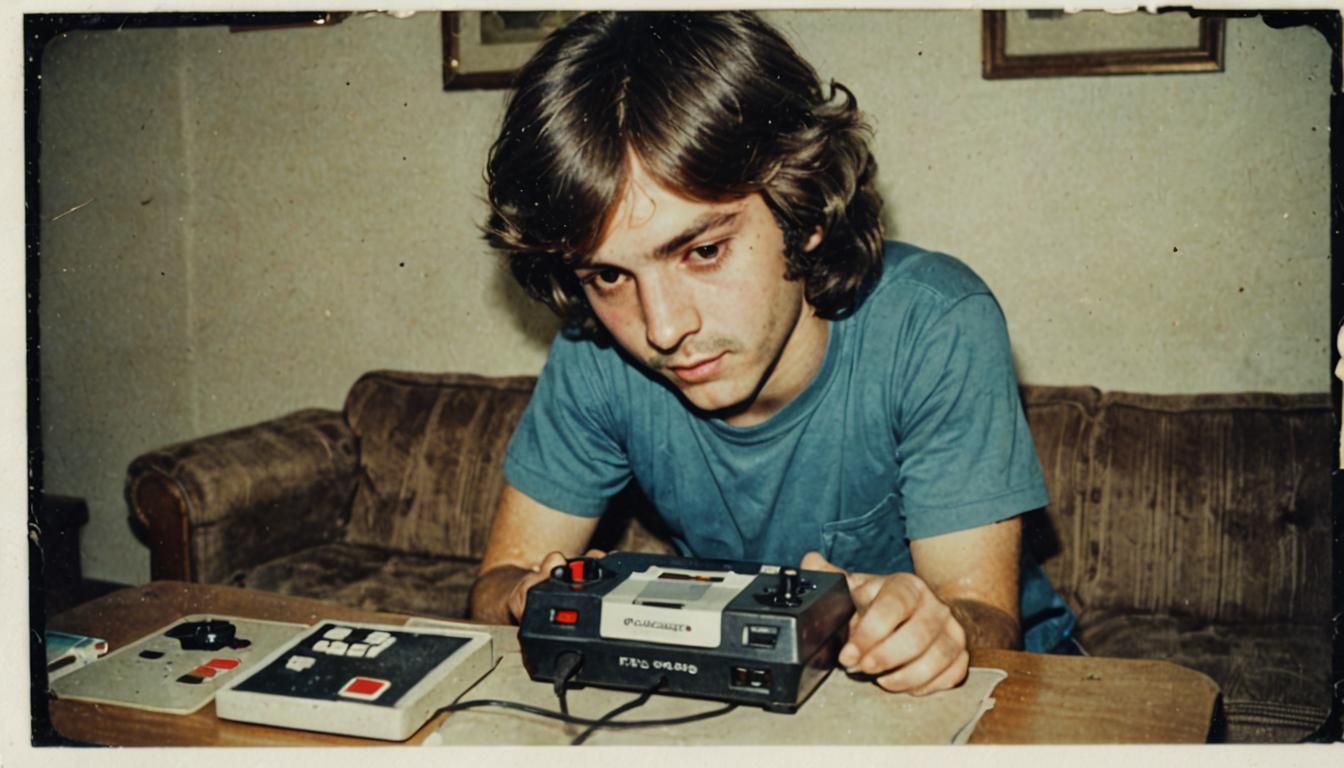 Retro Gaming: Polaroid Photo of 1970s Console