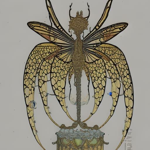 Seahorse with Dragonfly Wings in Glass Tube, Papercraft Styl...