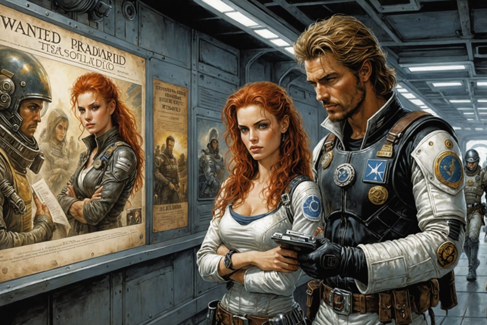 Space Ranger Reads Wanted Poster, Comic Book Art