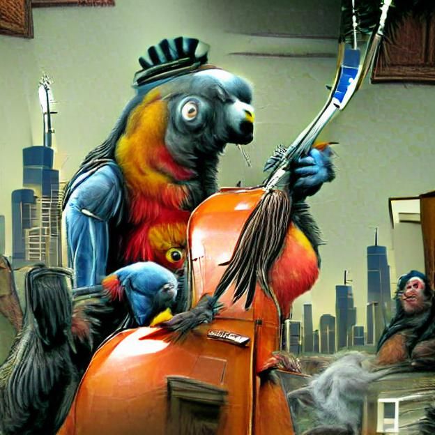 Fat Parrot Shredding Upright Bass in Gritty Chicago Style