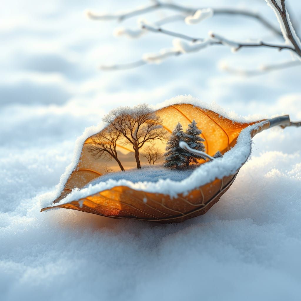 Winter Wonderland Enshrined in Frosty Leaf