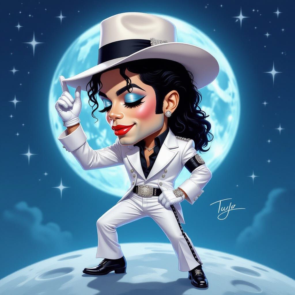 Whimsical Michael Jackson Dancing on the Moon