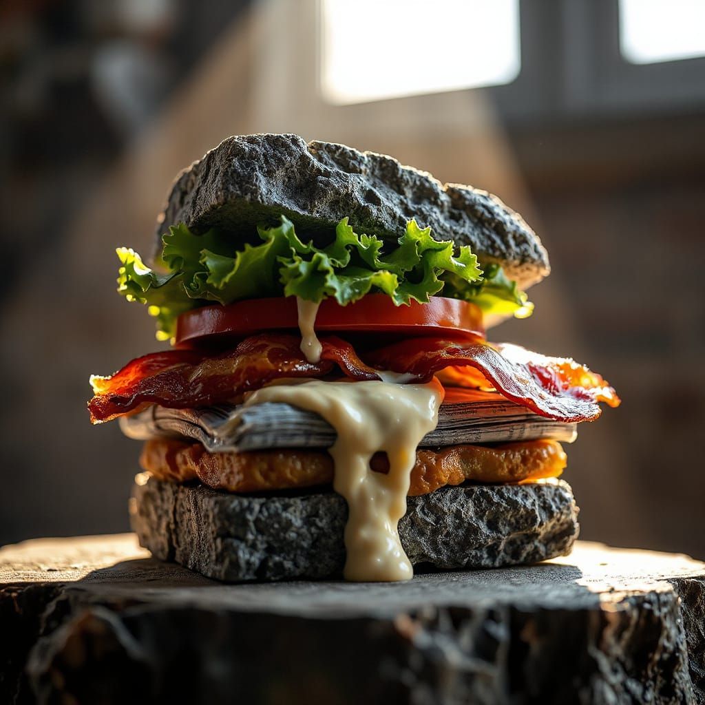 Surreal Stone Sandwich with Fabric and Magazine Fillings