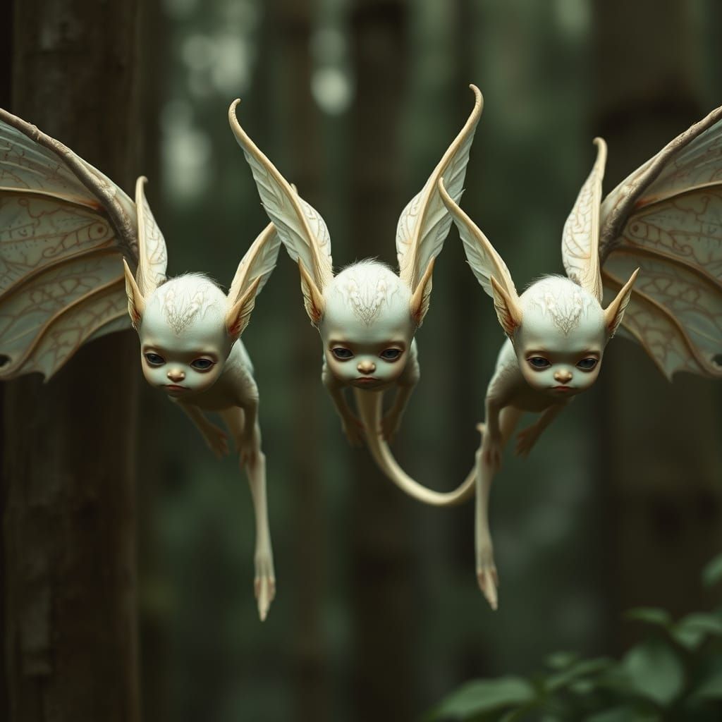 Delicate Fae with Sad Features in Fantasy Forest