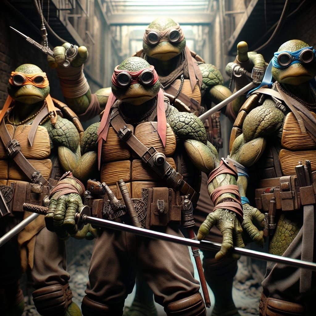 Steampunk Ninja Turtles Ready for Battle