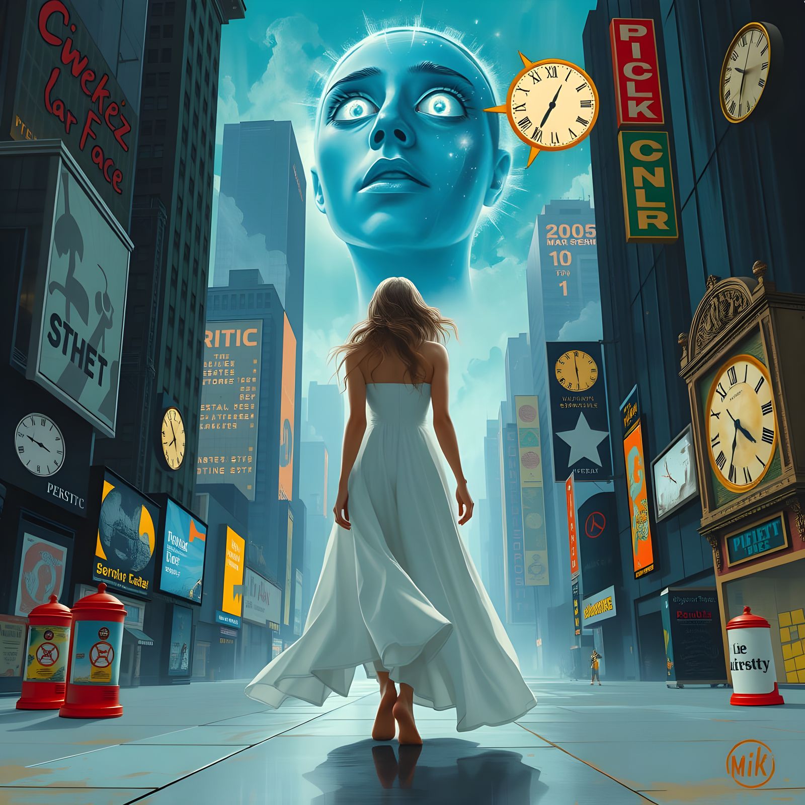 Surreal Cityscape Hypnosis in Vibrant Colors and Bold Brushs...