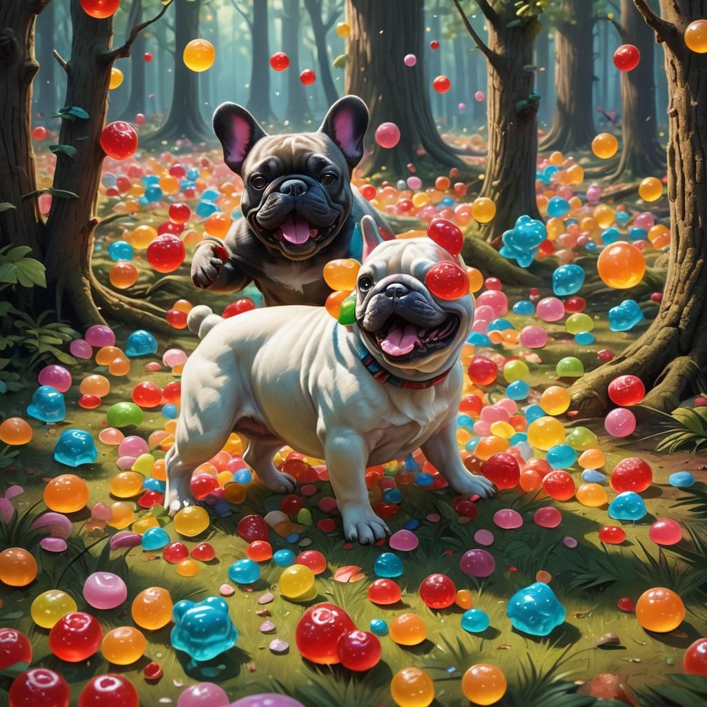 French Bulldog in Candy Land Art Style