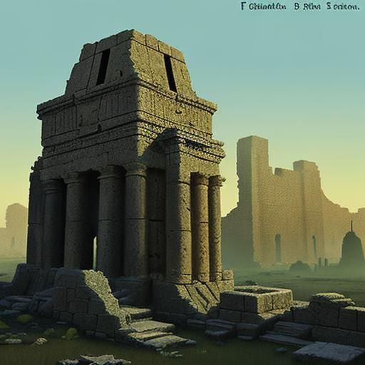 Sci-Fi Retrofuturist Fal'ot Temple Ruins, Photorealistic
