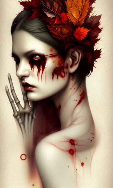 Sinister Autumn Portrait of Carmilla as Digital Art