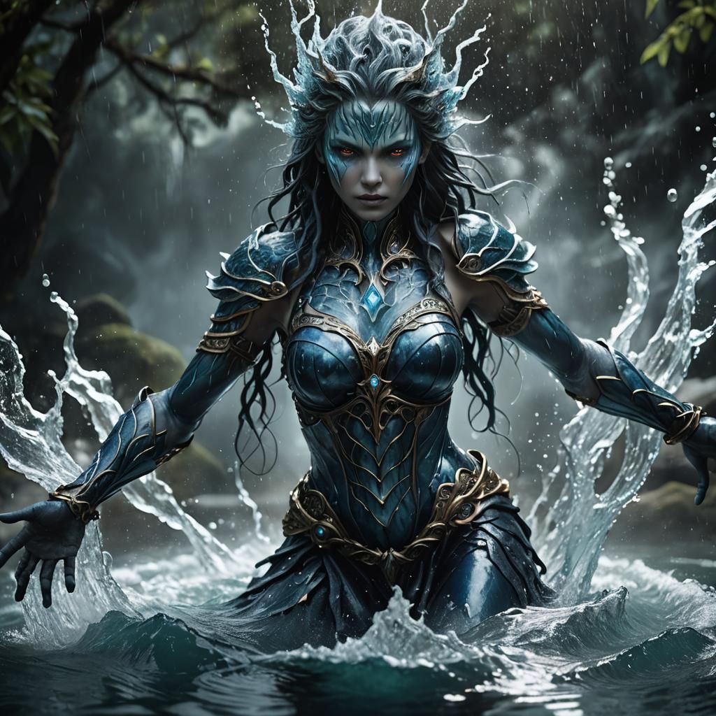 Humanoid Water Elemental Casting Water Spell