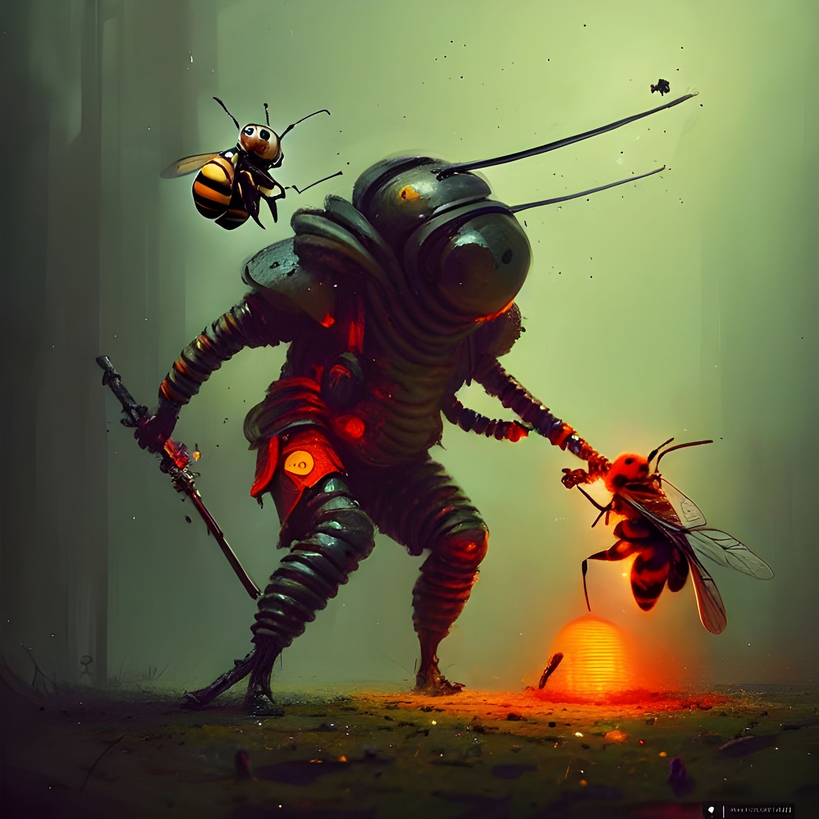 The Hornet Brute slays the Honeycomb Bee Grunts!