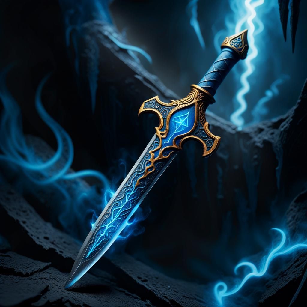 Mystical Mind Sundering Dagger with Glowing Runes