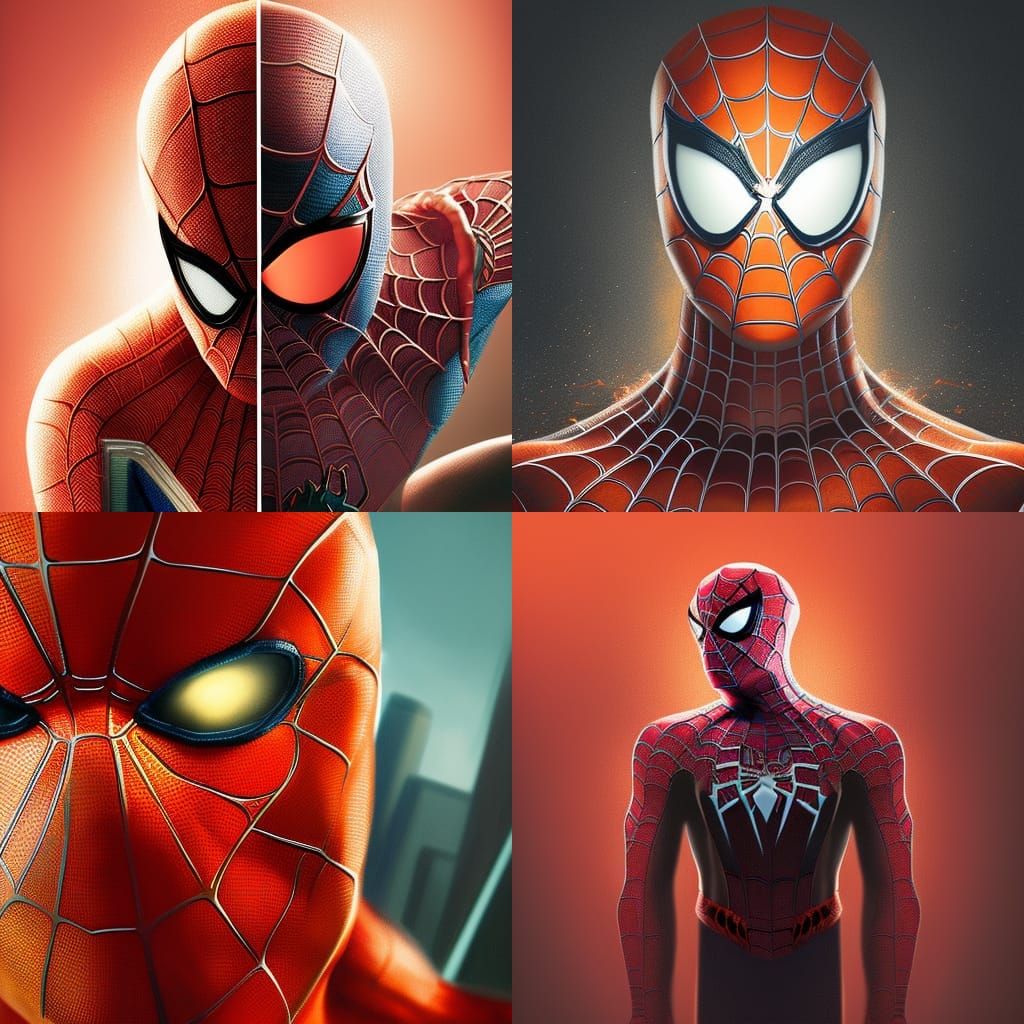 Hyperdetailed Spiderman Portrait in Fiery Hues