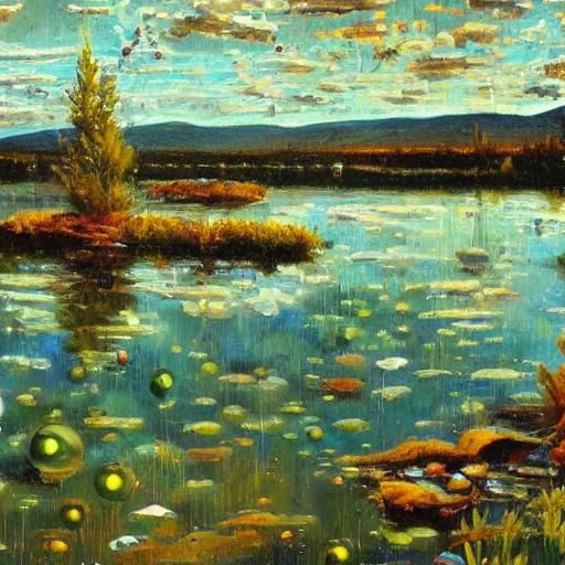 Otherworldly Jewels Floating in Space as Impressionist Oil P...