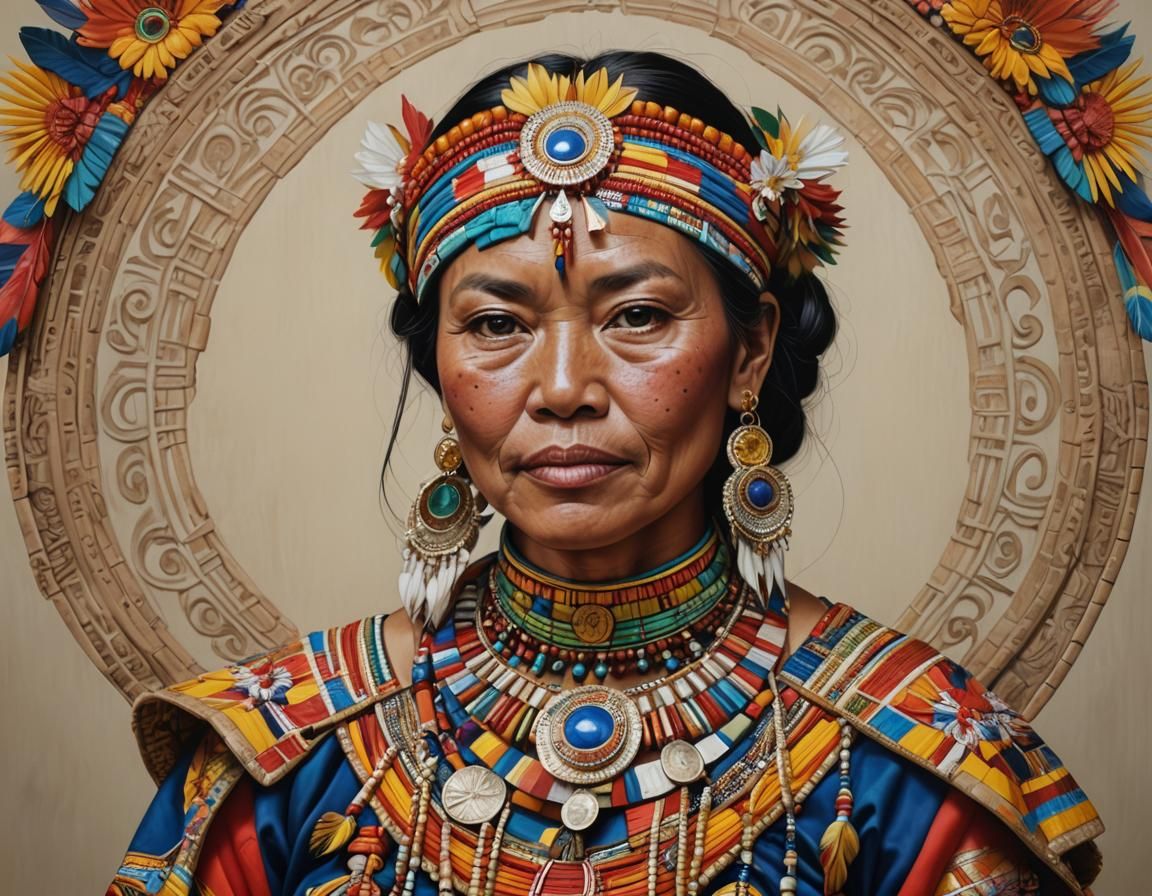 Hyperrealistic Portrait of a Woman in Native Dress