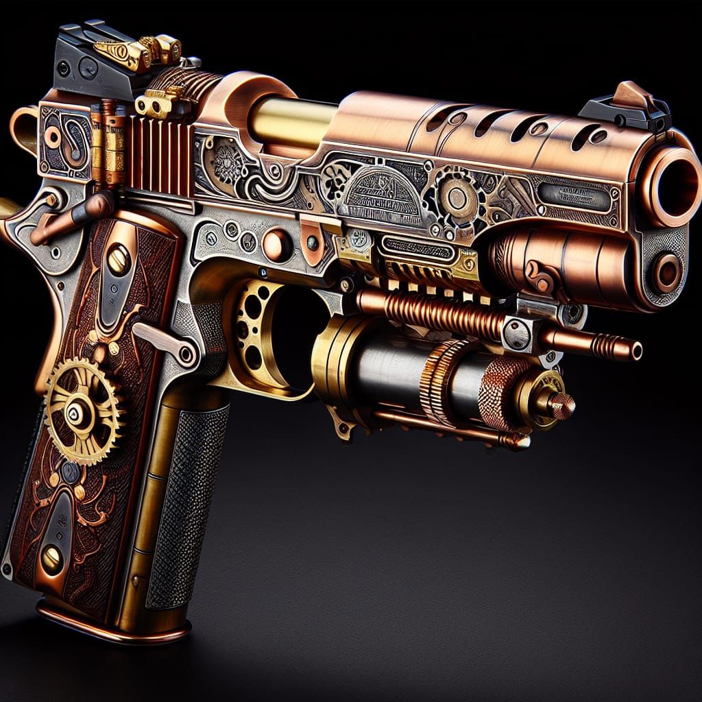 Steampunk Pistol Inspired by Colt 1911 Design