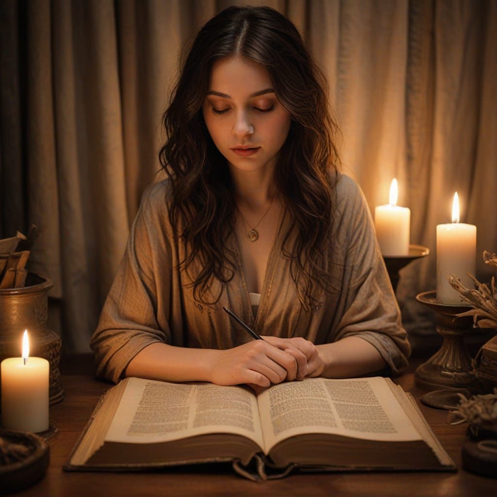 Ethereal Contemplation in Soft Golden Light