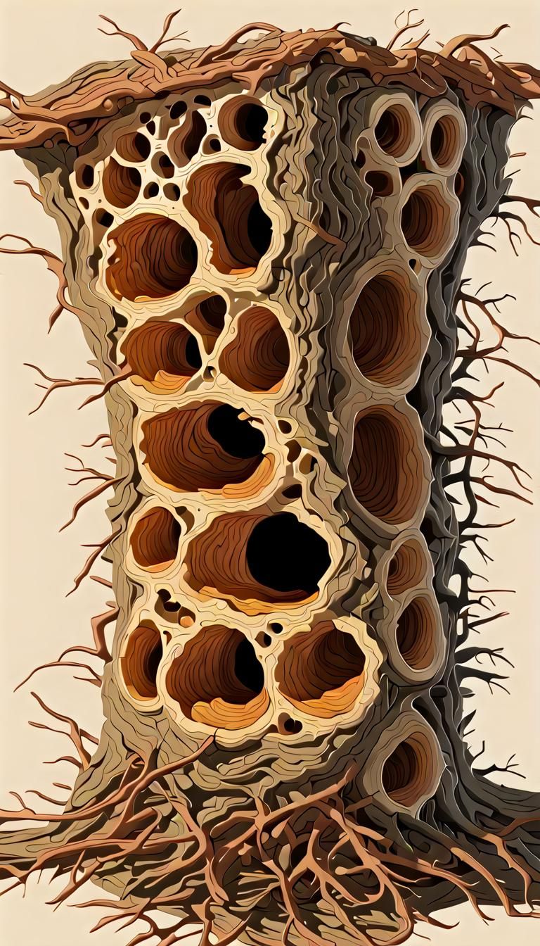 Hornet Nest Cross-Sections: Detailed 3D Illustrations