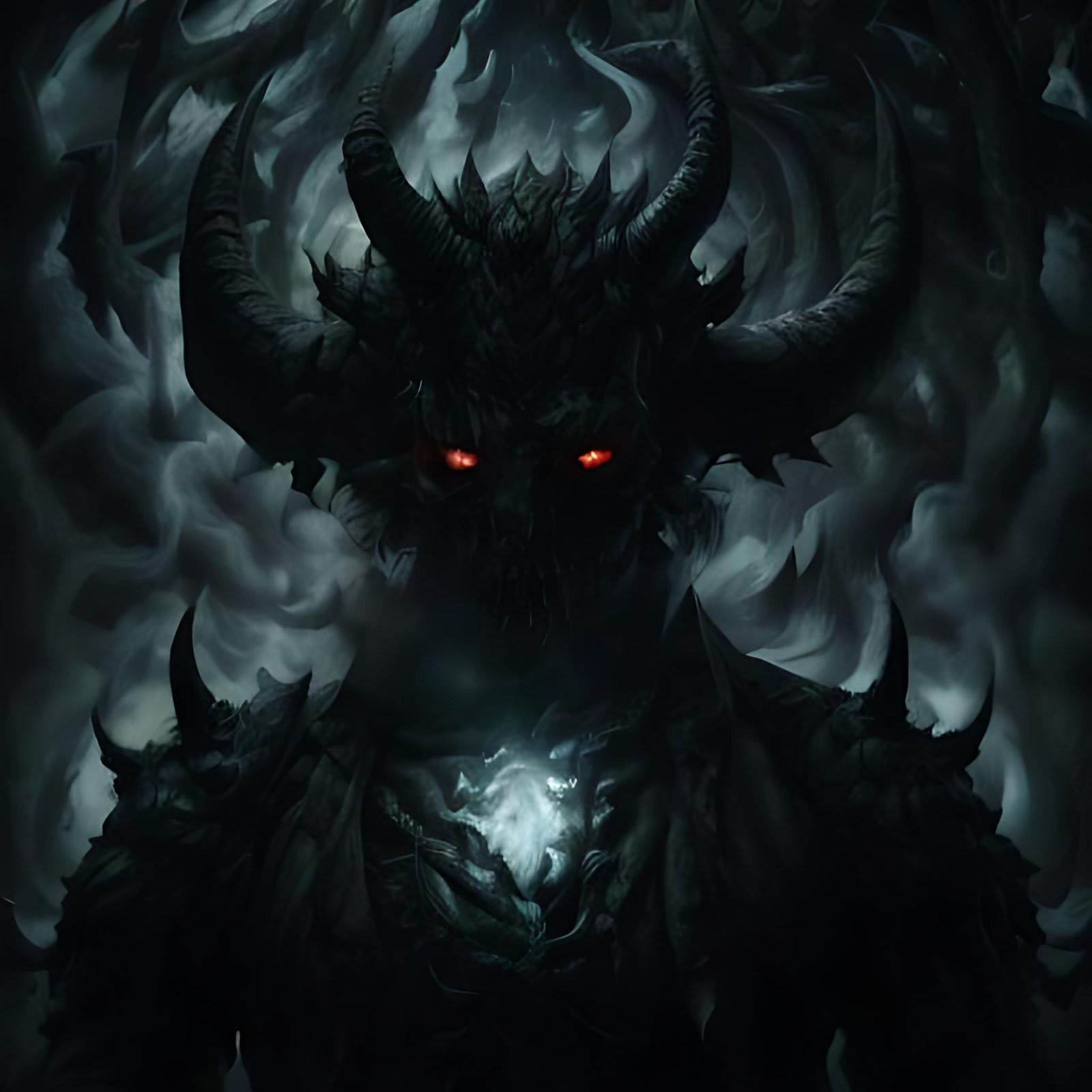 Dark Fantasy Demonic Leader with Glowing Aura
