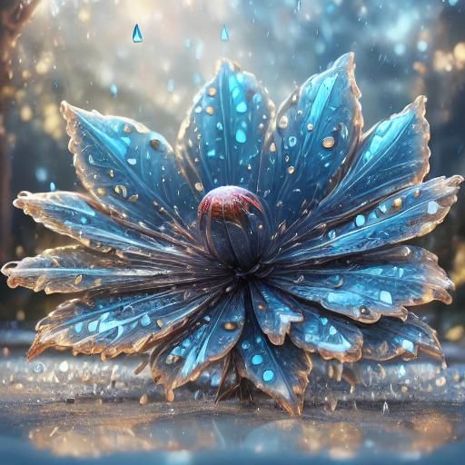 Leaf with Raindrop: Detailed Matte Painting