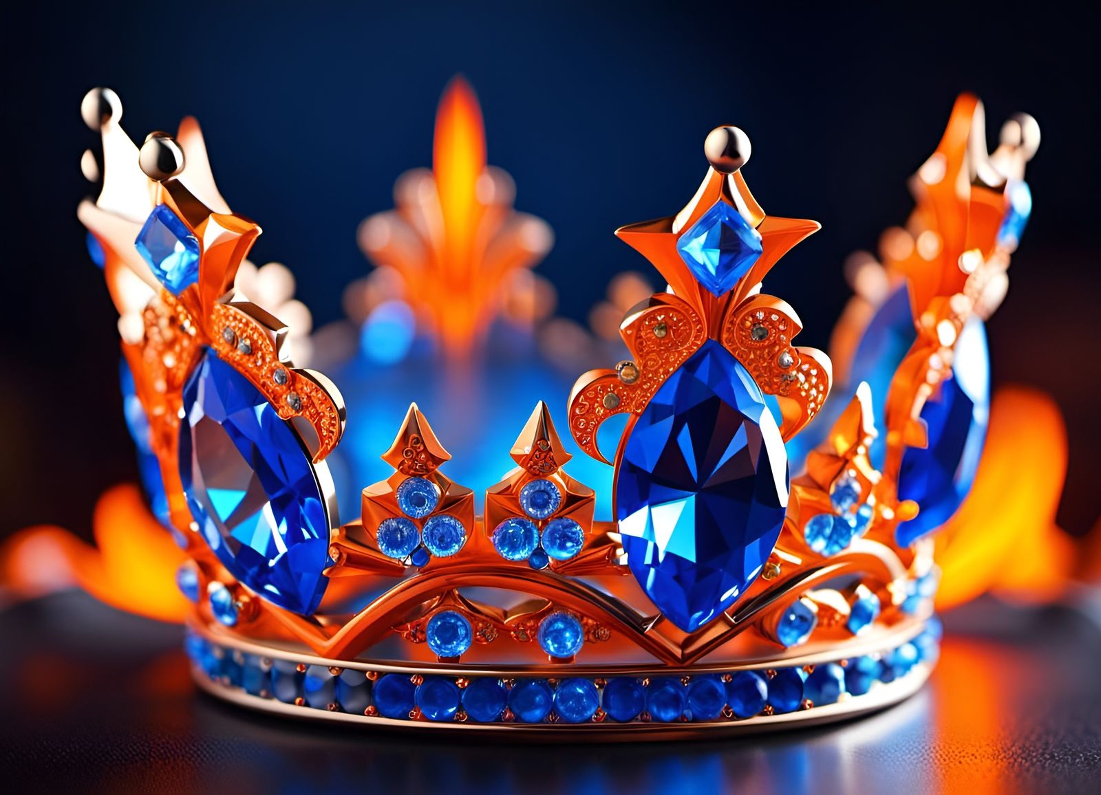 Starlight Sapphire Crown on Fiery Orange Background