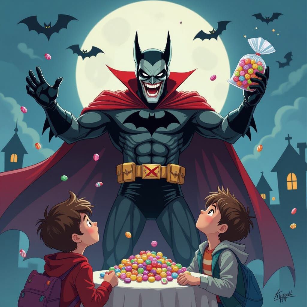 Super Villain Stealing Candy Cartoon