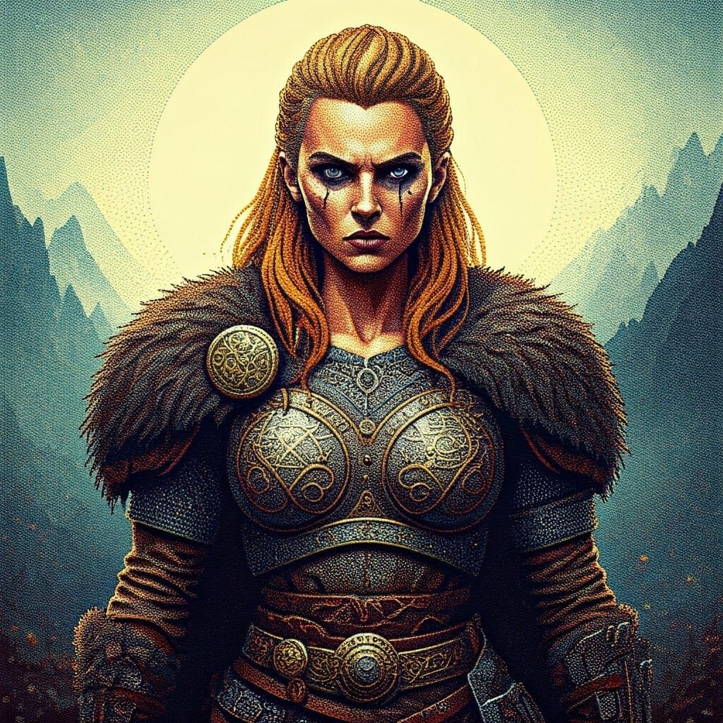 Viking Warrior in 8-Bit Pixel Art Style