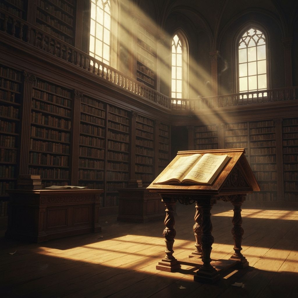 Majestic Forgotten Library in Dramatic Chiaroscuro Lighting