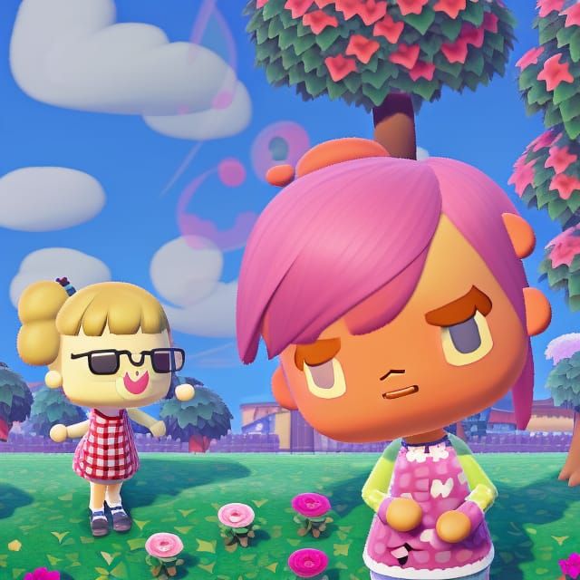 Cute Animal Crossing Character in Dreamscape, Digital Art