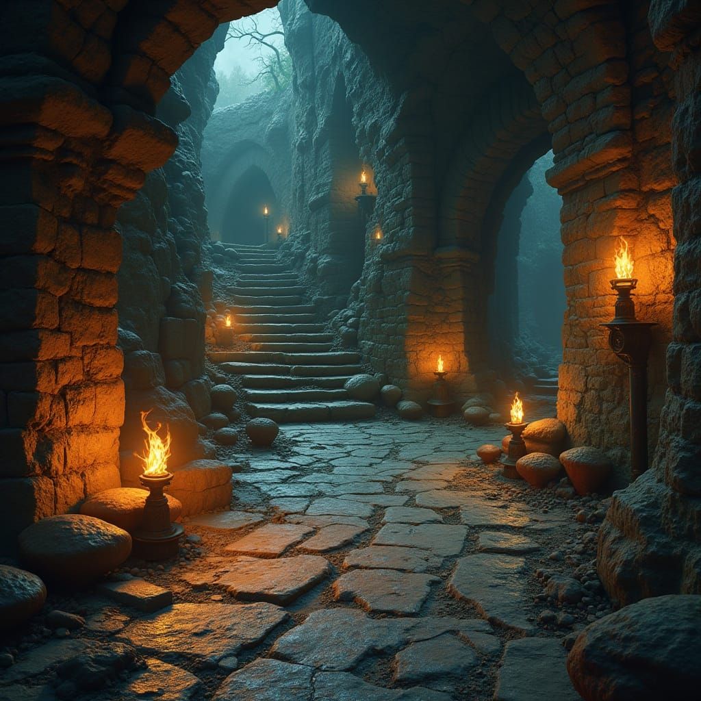 Medieval Dungeon Hunter Game Board in Photorealistic Style