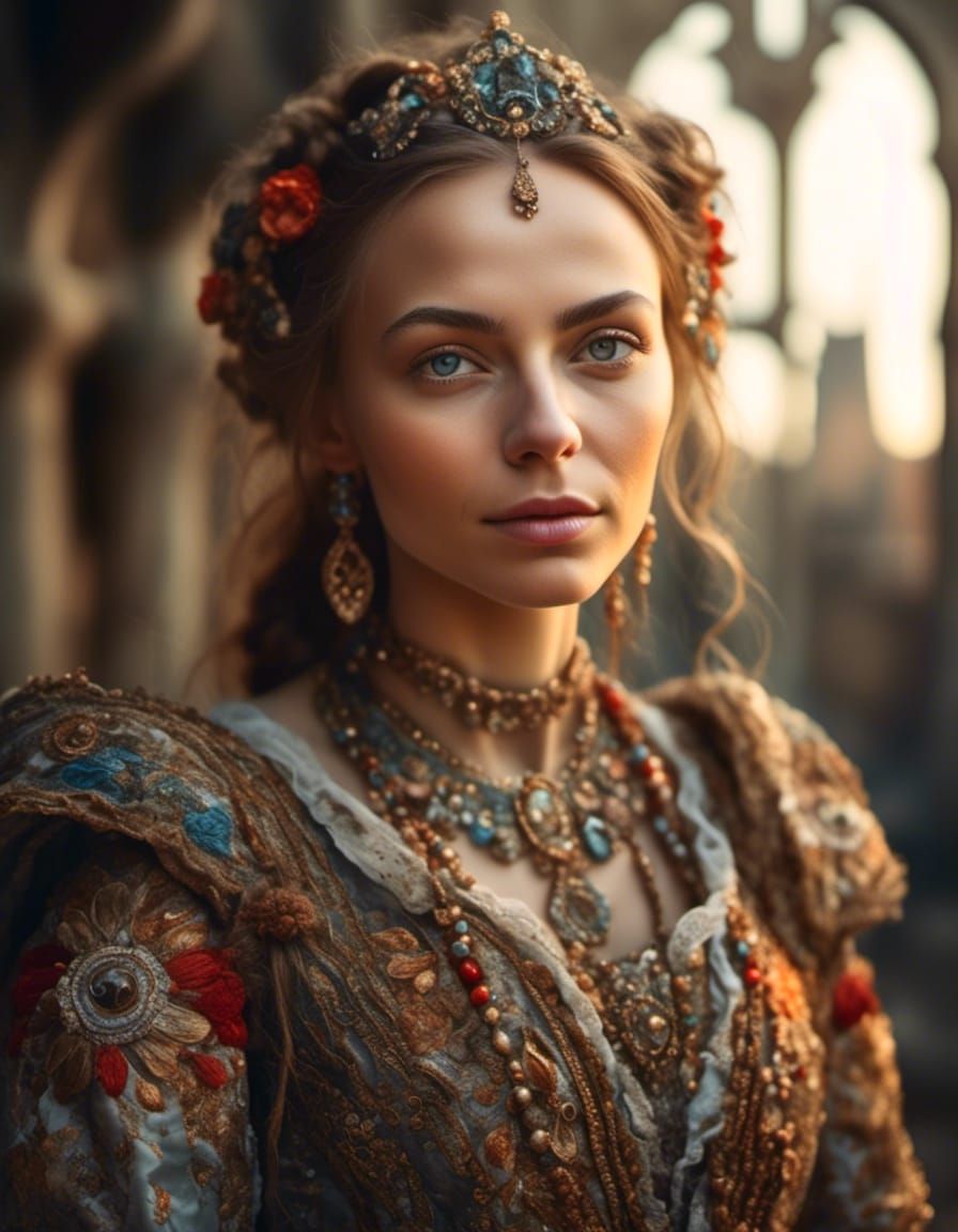 Arrogant Merchant Wife Portrait in Hyperreal Style