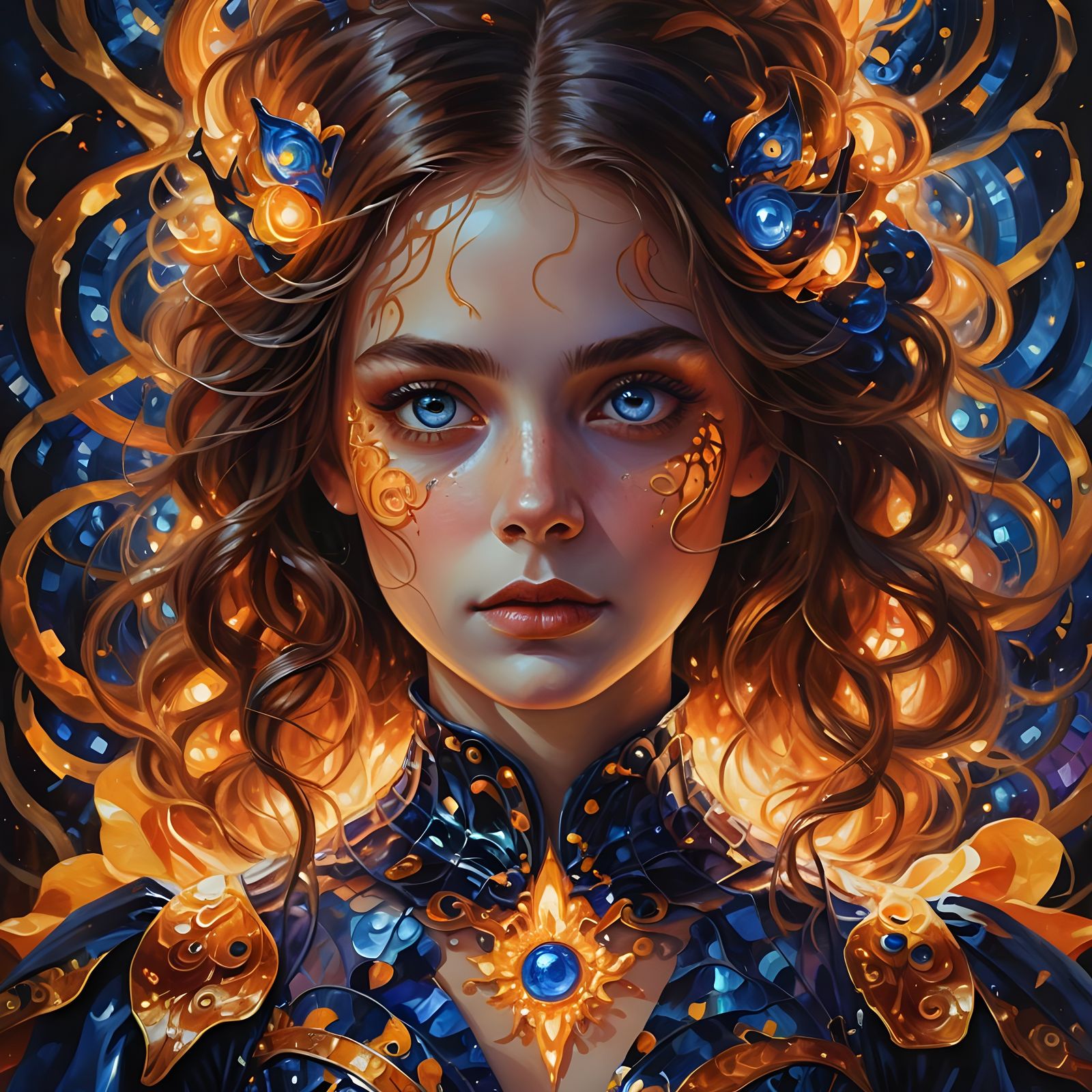 Radiant Fire Girl Ready for Halloween