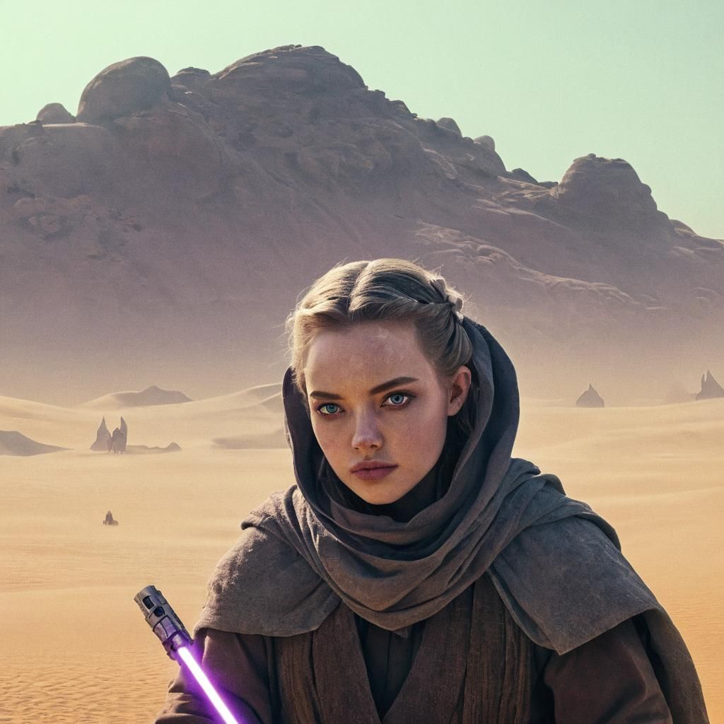 Jedi Master with Purple Lightsaber on Tatooine