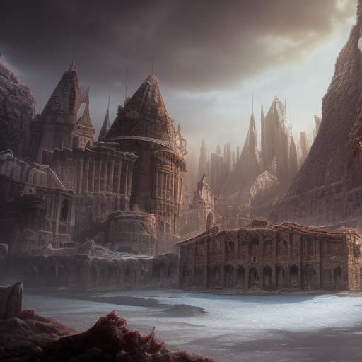 Ice Age City Ruins in Photorealistic Digital Art
