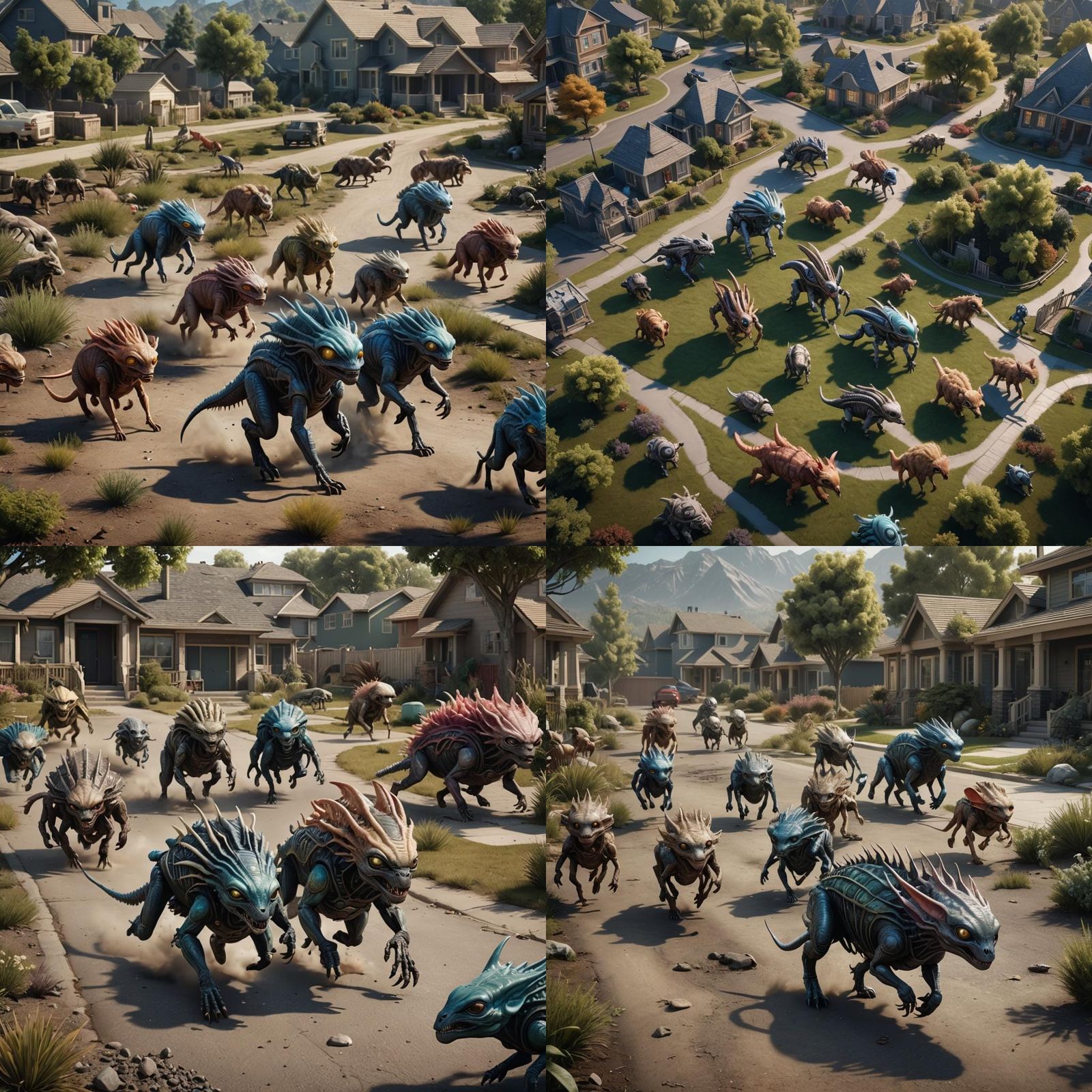 Realistic Alien Creatures in a Subdivision