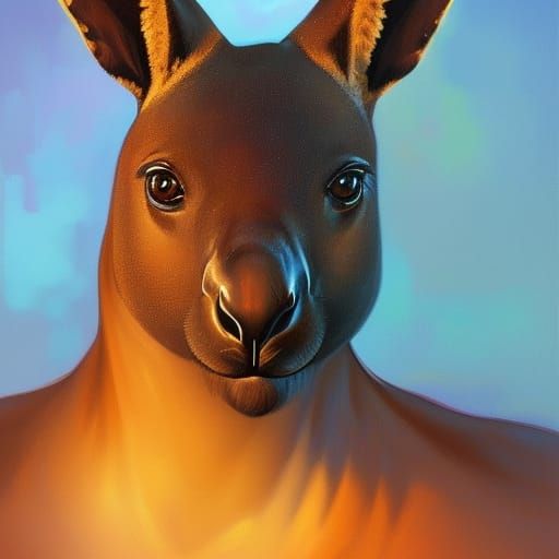 Hyperdetailed Portrait of a Black Kangaroo