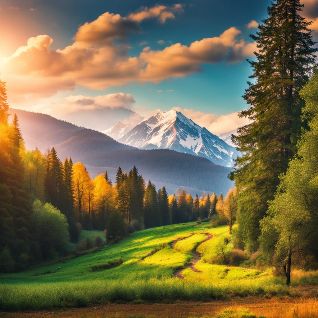 Golden Hour: Panoramic Mountain Landscape Photography