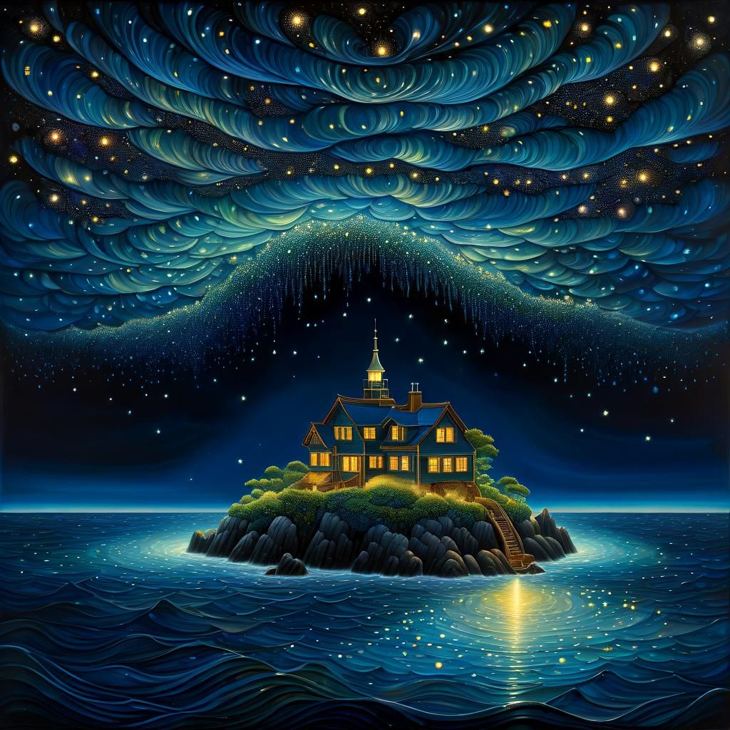 Bioluminescent Ocean at Night: Anime Key Visual