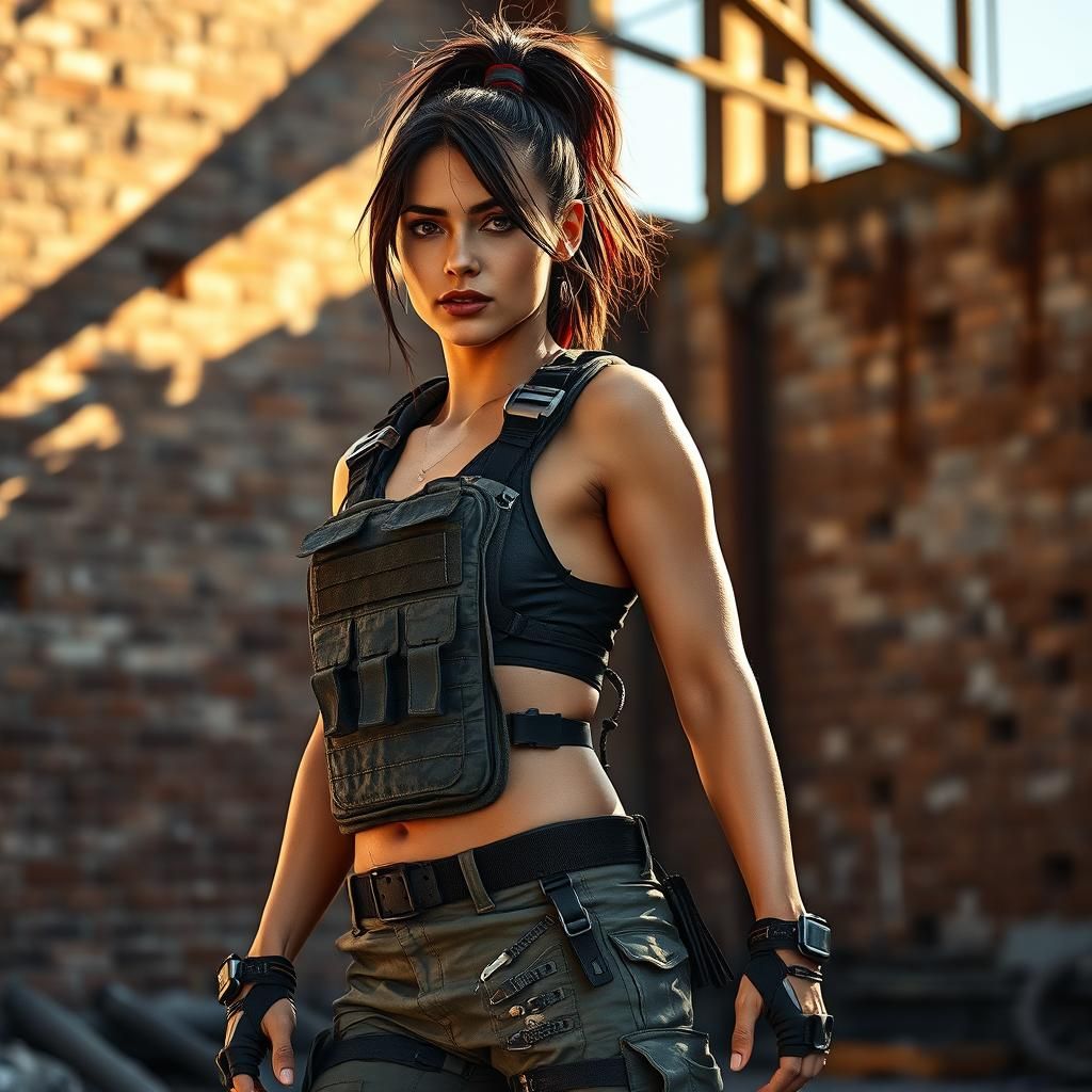 Athletic Woman in Urban Wasteland: Fashion Photography