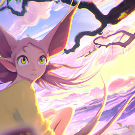 Espeon in Studio Ghibli Anime Style