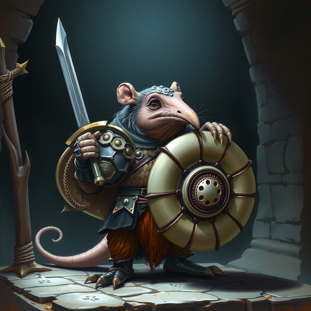 Medieval Dark Fantasy Warrior Platypus in Armor