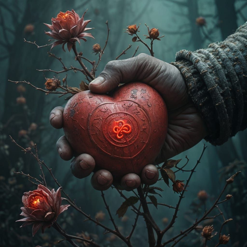 Spectral Viking Warrior Heart in Dark Fantasy Style