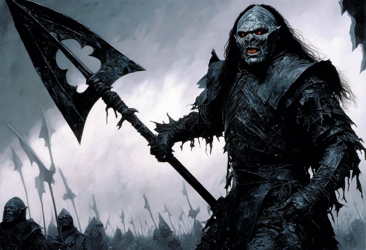 Orc Warrior in Black Armor, Sci-Fi Art