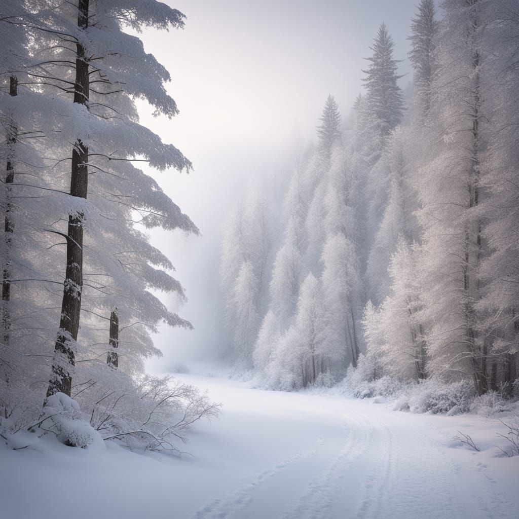 Winter Monochrome Forest in Gentle Grey Light
