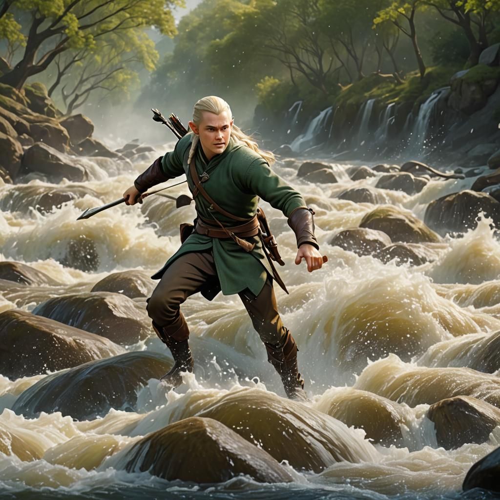 Legolas Runs Through River: Pixar-Style 3D Art