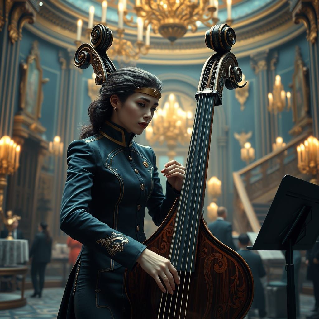Starfleet Officer Plays Majestic Contrabass in Opulent Ballr...