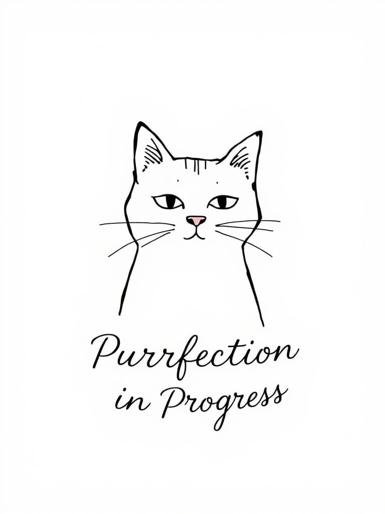 Surreal Whimsical Cat Illustration in Minimalist Style